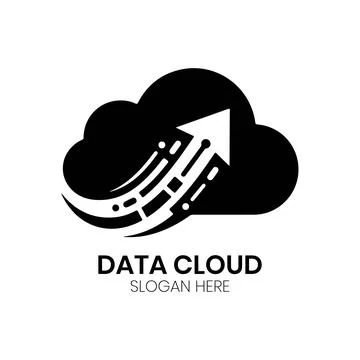 Data Cloud Logo Design with Upward Arrow and Digital Network Elements イラスト素材
