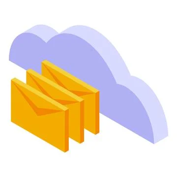Data cloud mail icon isometric vector. Marketing tools Illustrazione stock