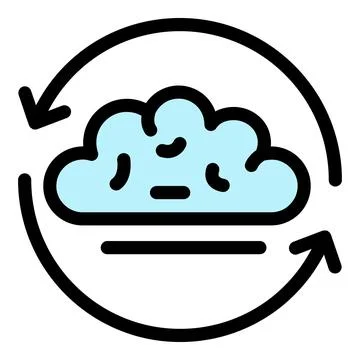 Data cloud mission icon color outline vector イラスト素材