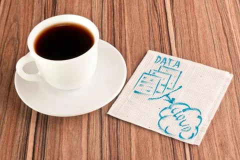 Data in the cloud on a napkin Foto stock