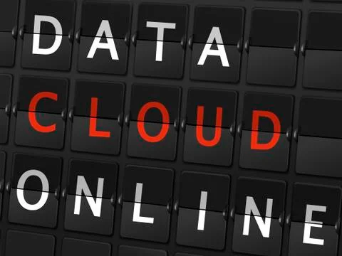 Data cloud online words on airport board Illustrazione stock