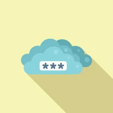 Data cloud password recovery icon flat vector. Page log Stock Illustration