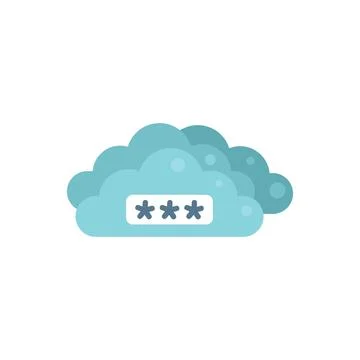 Data cloud password recovery icon flat vector. Page log Stock Illustration