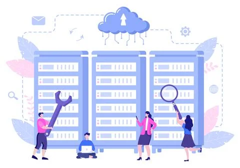 Data Cloud Private Illustration To Access Hosting or Database And Data Protec Stock Illustration