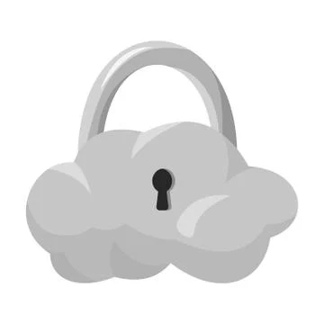 Data cloud security icon in outline style isolated on white background. Hackers Illustrazione stock