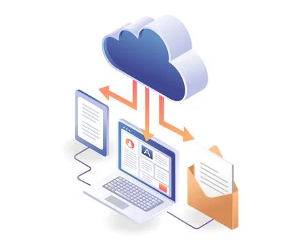 Data cloud server computer network email Stock Illustration
