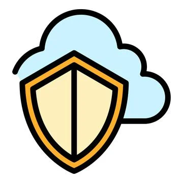 Data cloud shield icon color outline vector Illustrazione stock