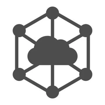 Data cloud solid icon. Computer storage vector illustration isolated on white Stock Illustration