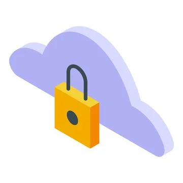 Data cloud ssl certificate icon, isometric style Illustrazione stock