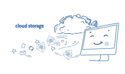 Data cloud storage computer app online synchronization security database concept Illustrazione stock