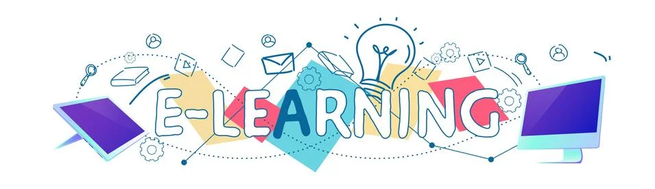 Data cloud storage e-learning online education concept horizontal banner sketch 스톡 일러스트