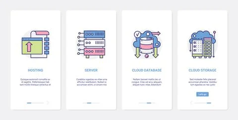 Data cloud storage internet technology UX, UI onboarding mobile app page screen イラスト素材