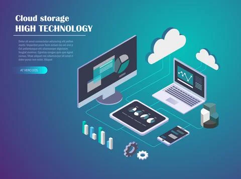 Data Cloud Storage Isometric illustration イラスト素材
