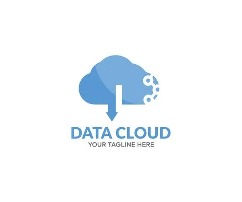 Data cloud storage network, cloud connection technology logo design. Stock Illustration