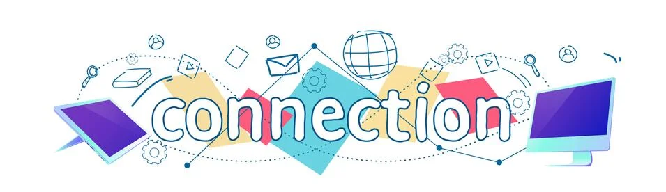 Data cloud storage online connection synchronization database concept horizontal Illustrazione stock