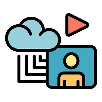 Data cloud stream icon color outline vector Stockillustratie