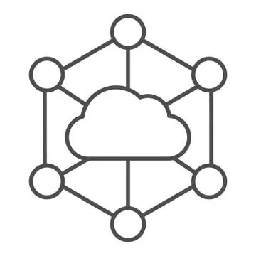 Data cloud thin line icon. Computer storage vector illustration isolated on Stock Illustration