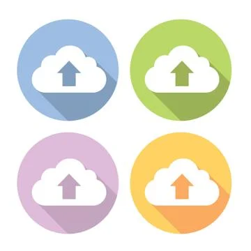 Data Cloud Upload Service Flat Icons Set Stock Illustration