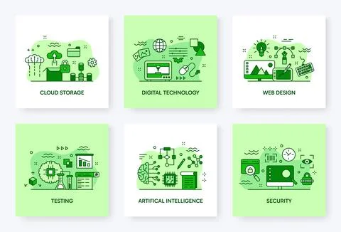 Data cloud. Web technology. Line network software for datacenter. Document .. 스톡 일러스트