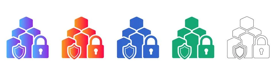 Data Cluster Security Icons Stock Illustration