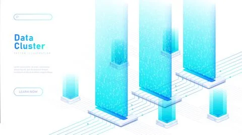 Data cluster white poster vector イラスト素材