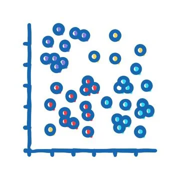 Data clustering database icon doodle illustration Stock Illustration
