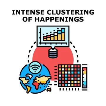 Data clustering happenings analyzing global information network Stockillustratie