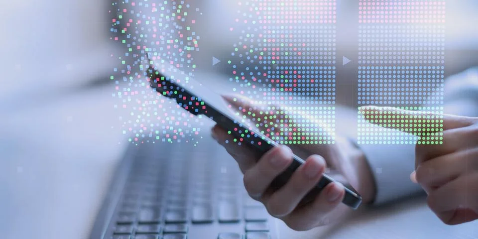 Data Clustering Visualization on Digital Tablet Interface in Machine Learning Fotos Stock