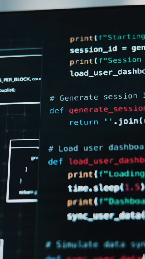 Data, code and screen for software, development or IT with cybersecurity or Stock Footage 333229854