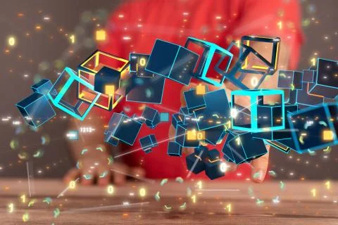 A data code binary concept 3d Stock Photos