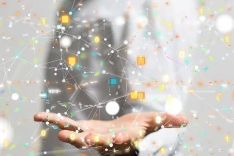 A data code binary concept 3d Stock Photos