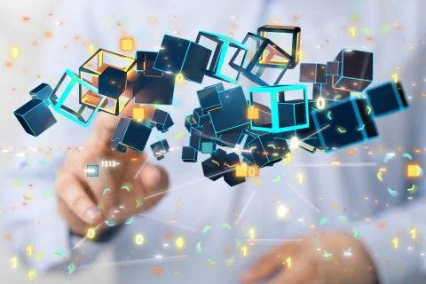 A data code binary concept 3d Stock Photos