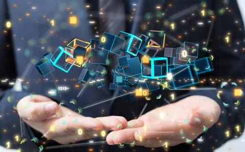 A data code binary concept 3d Stock Photos