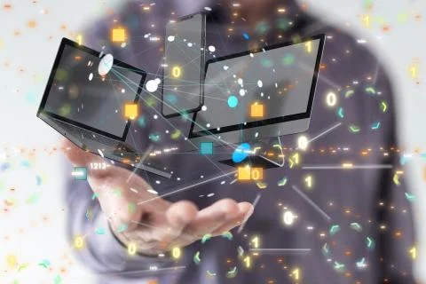 A data code binary concept 3d Stock Photos