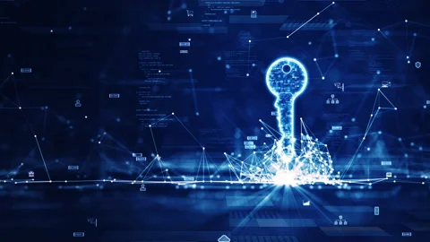Data code connection technology concept to protect cybersecurity. There is a pro Stock Footage 198284679