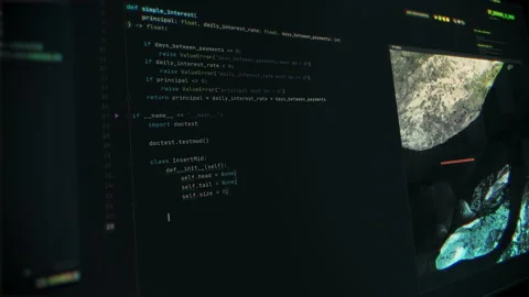 Data Code In Digital Computer System Creates Program For Satellite Tracking Video stock 193385542