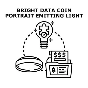 Data coin bright idea and vr headset concept Stock Illustration