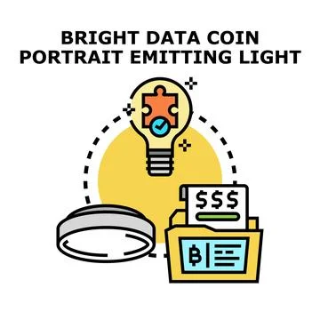 Data coin bright idea and vr headset concept Stock Illustration
