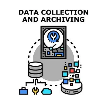 Data collecting processing and archiving information storage 스톡 일러스트