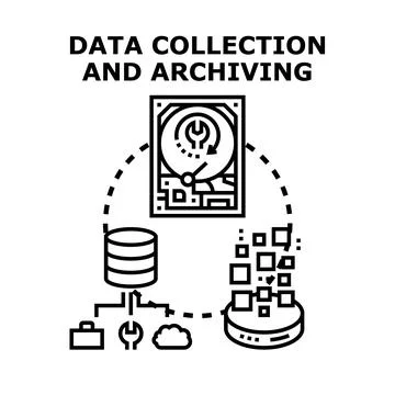 Data collecting processing and archiving information storage 스톡 일러스트