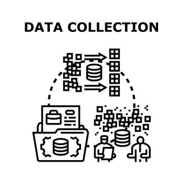 Data collection and analysis process with information technology Stock Illustration