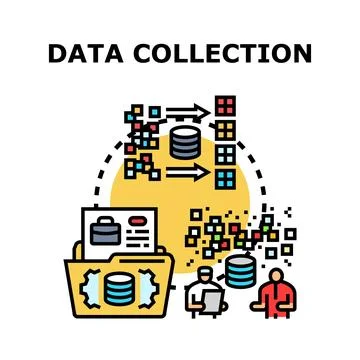 Data collection and analysis process with information technology 库存插图