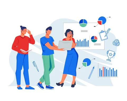 Data collection and marketing analysis business concept. Team of analytics or Stock Illustration