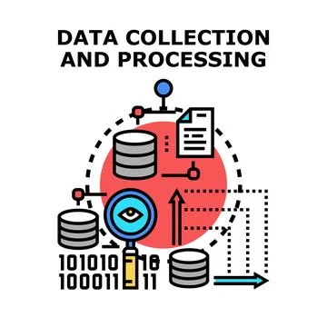 Data collection and processing concept as information flow Stock Illustration