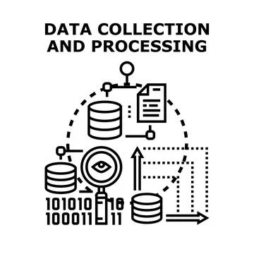 Data collection and processing concept as information flow Stock Illustration