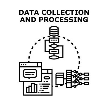 Data collection and processing in digital technology Stock Illustration