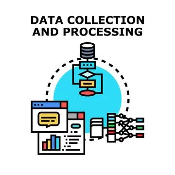 Data collection and processing in digital technology Stock Illustration