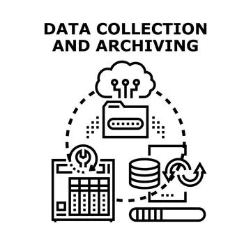Data collection archiving managing processing storage system イラスト素材