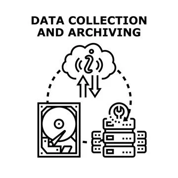 Data collection archiving storage and information processing Stock Illustration