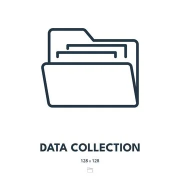 Data Collection Icon. Folder, Document, Database. Editable Stroke Stock Illustration